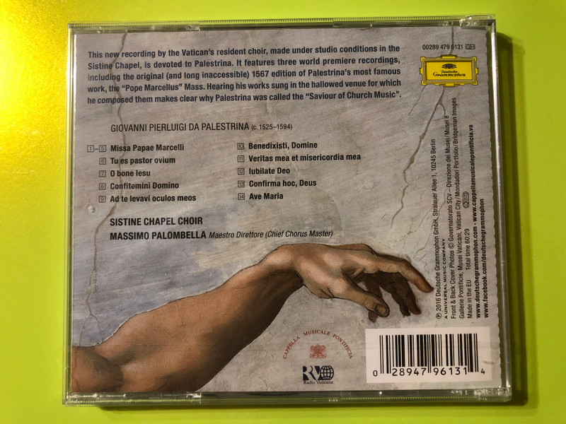 Palestrina's Missa Papae Marcelli: A Sacred Recording in the Sistine Chapel by the Vatican's Legendary Choir CD (0028947961314)
