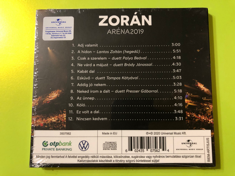 Zorán Aréna 2019: Legendary Hungarian Icon's Epic Live Concert with Star-Studded Duets CD (6024350756249)