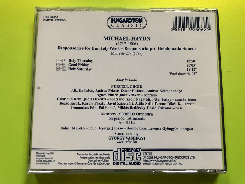 Michael Haydn – Responsories for the Holy Week CD (5991813259622)