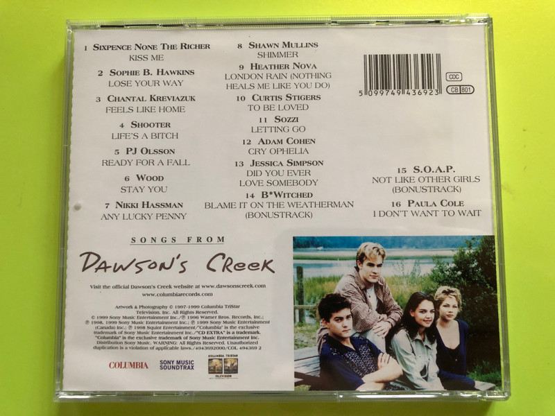 Songs from Dawson’s Creek – Music from the Hit TV Series (Columbia/Sony Music, 1999) CD (5099749436923.)