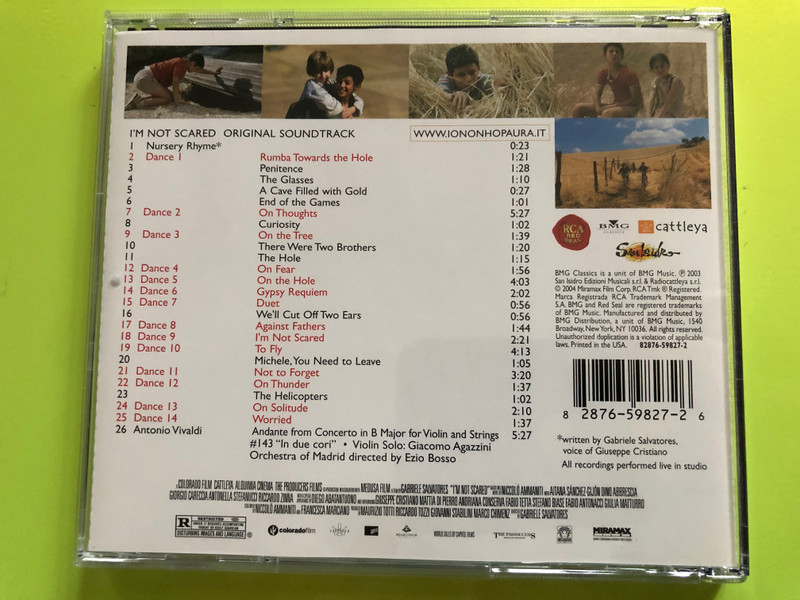 I’m Not Scared – Original Motion Picture Soundtrack (Music by Ezio Bosso, BMG Classics, 2003) CD (828765982726)