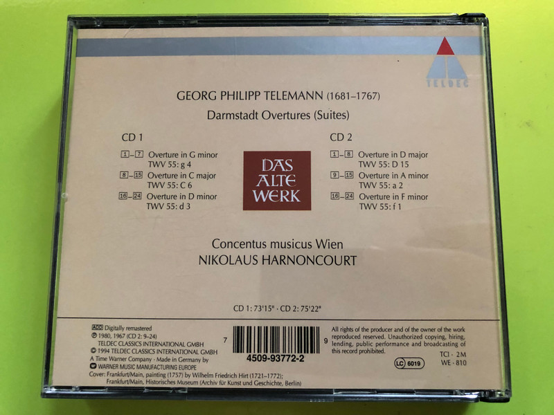 Georg Philipp Telemann – Darmstadt Overtures (Suites) (Concentus Musicus Wien 2-CD Set) (745099377229)