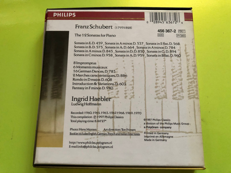 Franz Schubert: The 12 Piano Sonatas – Ingrid Haebler & Ludwig Hoffmann (7-CD Philips Classics Set) (028945636726)