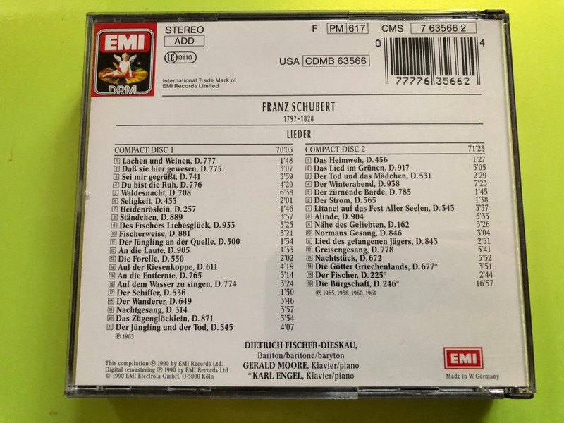 Franz Schubert: Lieder – Dietrich Fischer-Dieskau, Gerald Moore, Karl Engel (2-CD Set) (077776356624)
