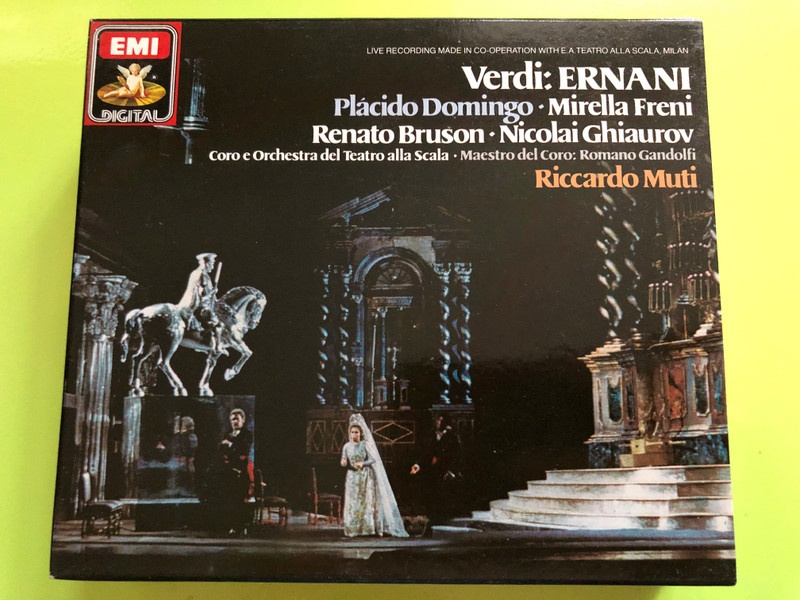 Giuseppe Verdi: Ernani – Domingo, Freni, Bruson, Ghiaurov – Riccardo Muti, Teatro alla Scala (3-CD Digital Live Recording) (077774708388)