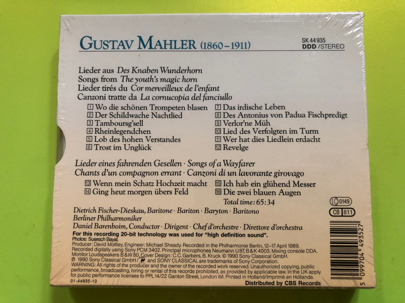 Gustav Mahler – Lieder eines fahrenden Gesellen / Des Knaben Wunderhorn (CD) (5099704493527)