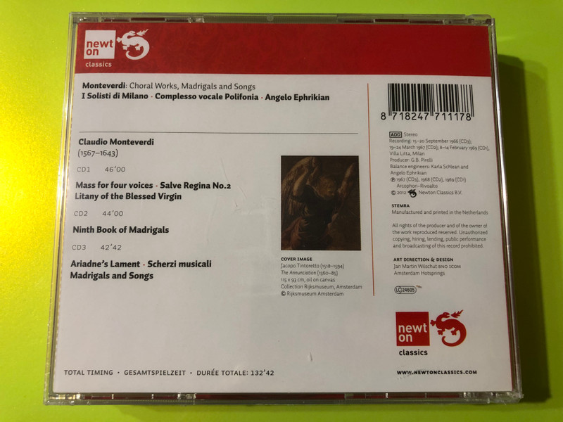 Monteverdi: Choral Works, Madrigals and Songs – I Solisti di Milano / Complesso Vocale Polifonia 3-CD set (8718247711178)