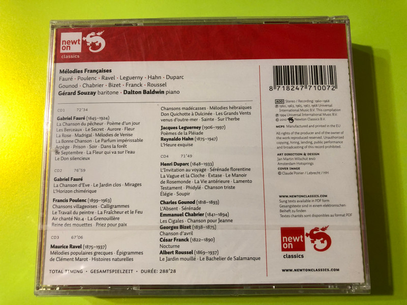 Mélodies Françaises – A French Song Collection – Gérard Souzay · Dalton Baldwin 4xCD (8718247710072)