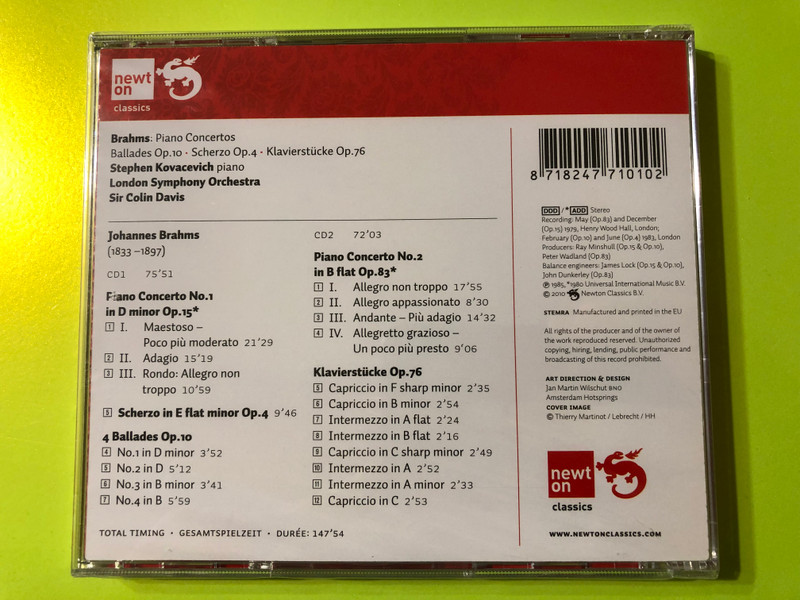 Brahms: Piano Concertos Nos. 1 & 2 · Ballades Op.10 · Klavierstücke Op.76 – London Symphony Orchestra 2xCD (8718247710102)
