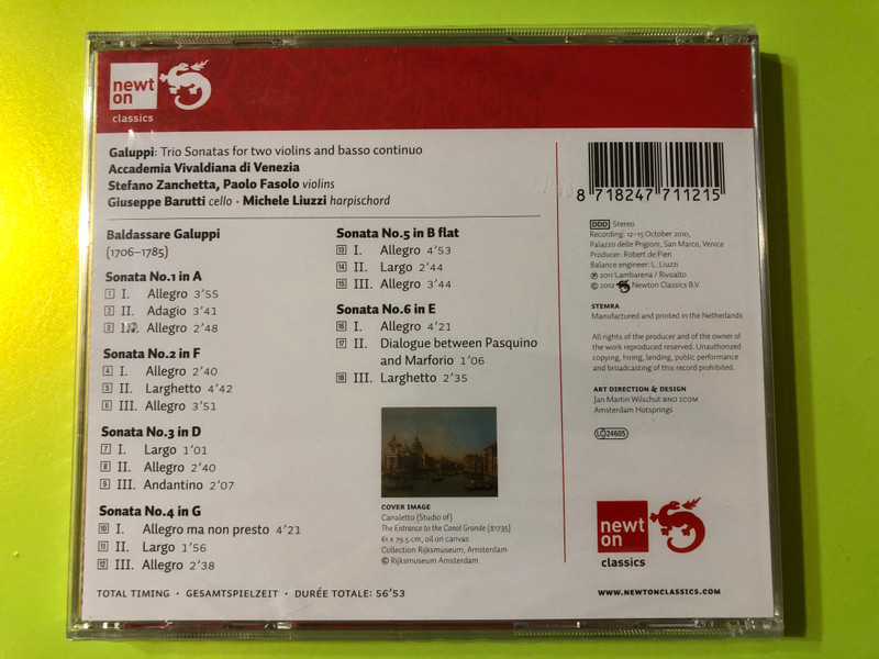 Baldassare Galuppi: Trio Sonatas – Accademia Vivaldiana di Venezia (Newton Classics CD) (8718247711215)