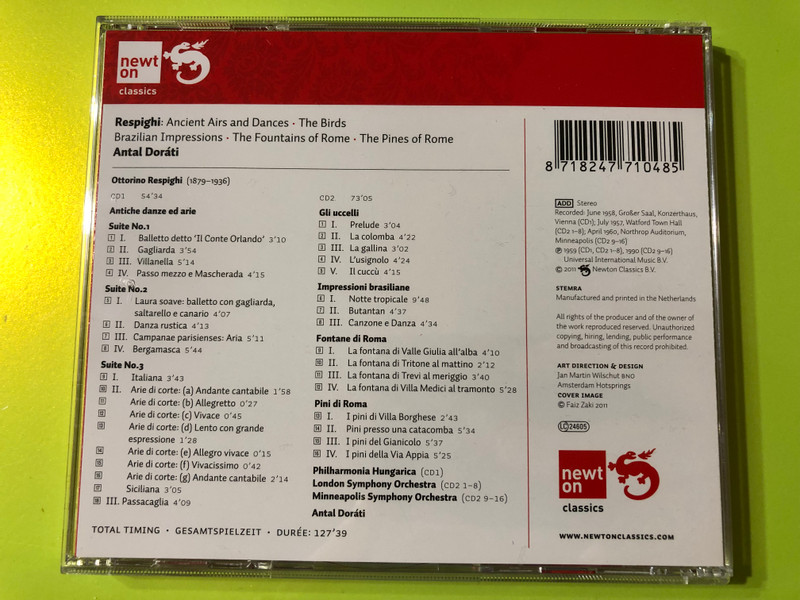 Respighi: Orchestral Music – Antal Doráti (Newton Classics 8802048, 2CD Set) (8718247710485)