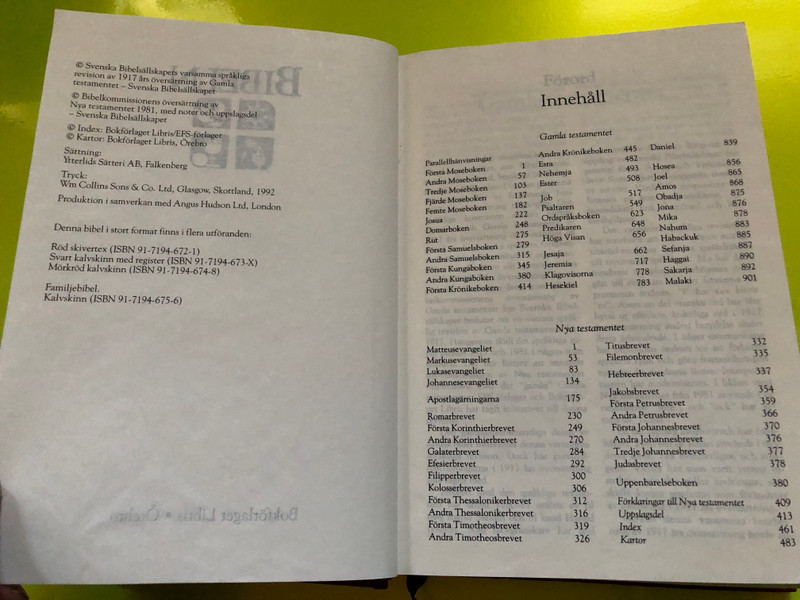 BIBELN – The Holy Bible (Svenska Bibelsällskapet Revision, Bokförlaget Libris, 1992) (9171946756)