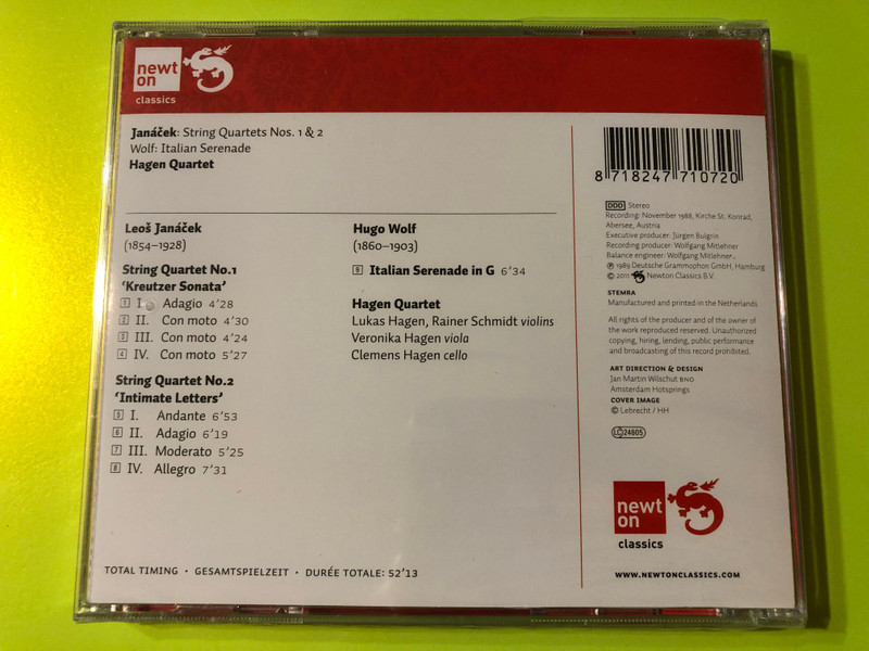 Intense Expression and Lyrical Charm: Janáček String Quartets and Wolf's Italian Serenade CD (8718247710720)