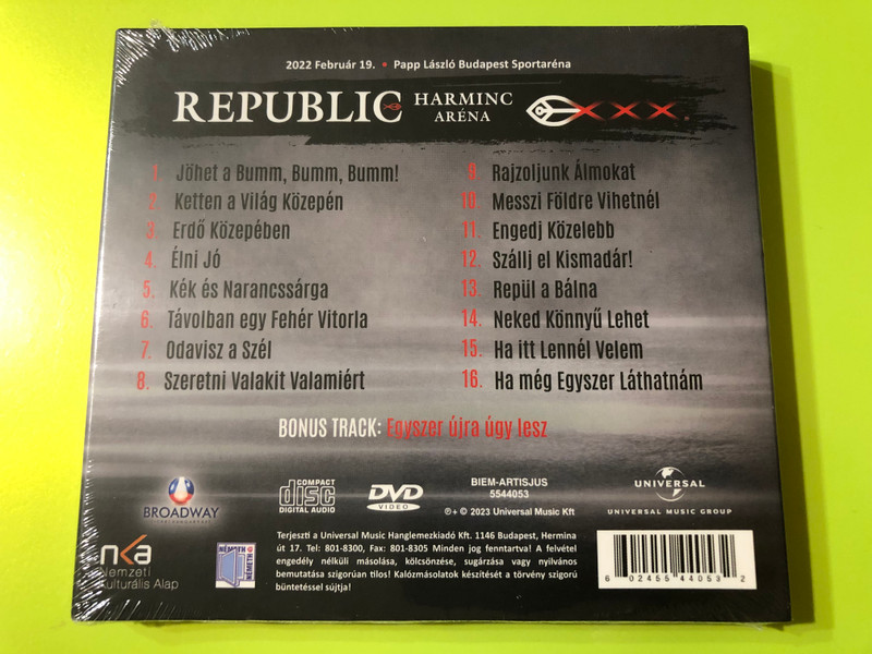 Celebrate 30 Years of Hungarian Rock Legend: Republic Harminc Aréna (Concert CD+DVD) (602455440532)