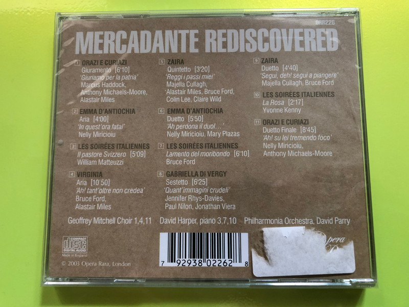 Unveil the Missing Link of Italian Opera: Mercadante Rediscovered (Opera Rara CD) (792938022628)