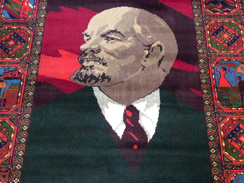 Rare 1970 Centennial Soviet Tapestry: Vladimir Lenin with Narrative Vignette Borders (VladimirLeninRug002)