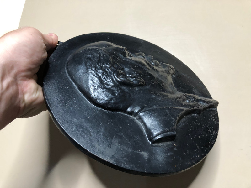 Vintage Soviet Era Vladimir Lenin Profile Bas-Relief Wall Plaque - Cast Metal Historical Collectible (VladimirLeninProf)