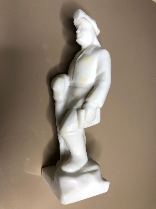 Vintage Alabaster Coal Miner Statue – A Tribute to Industrial Heritage (CoalMiner)