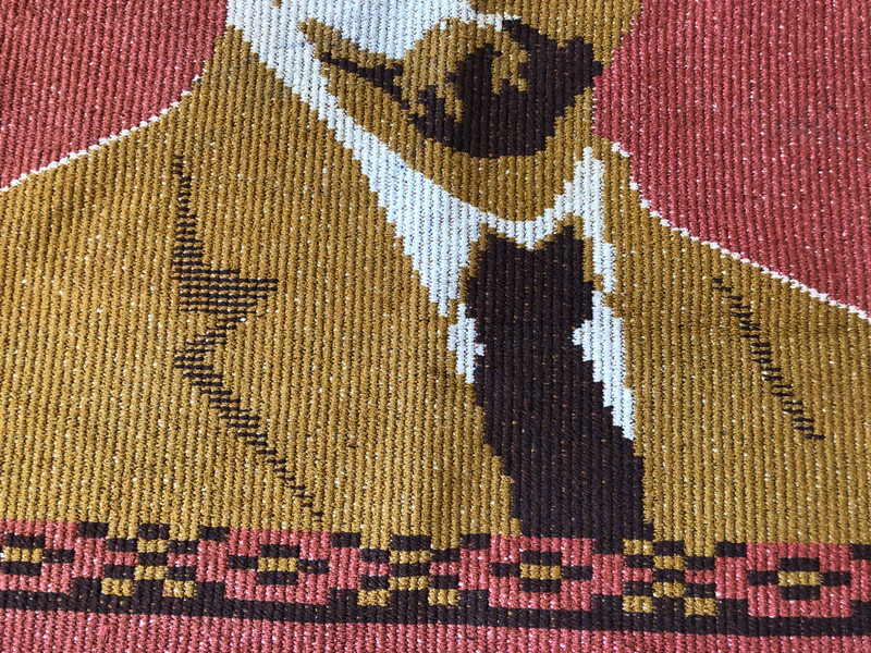 Vintage Hand-Woven Vladimir Lenin Portrait Rug: A Rare Piece of Soviet History (c. 1950s) (VladimirLeninRug003)