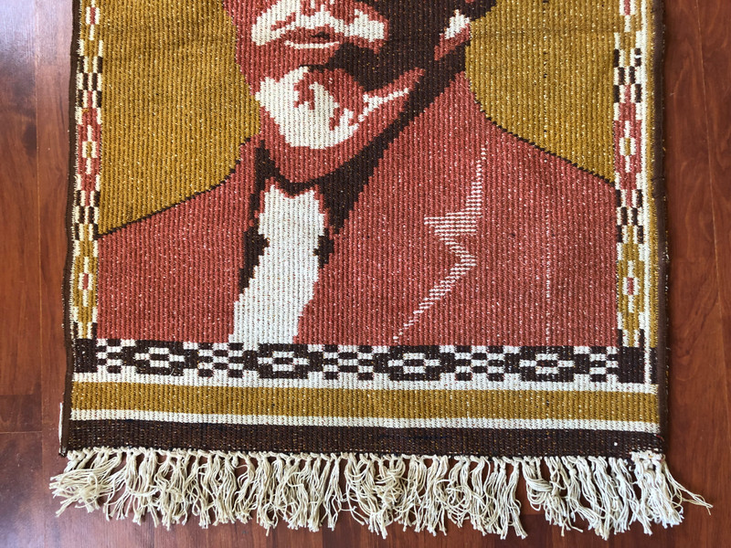 Vintage Hand-Woven Vladimir Lenin Portrait Rug: A Rare Piece of Soviet History (c. 1950s) (VladimirLeninRug003)