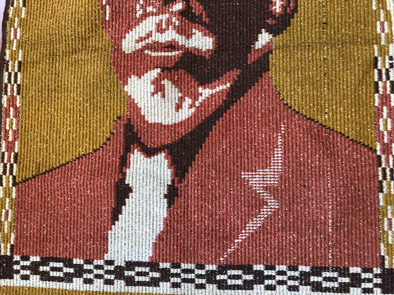Vintage Hand-Woven Vladimir Lenin Portrait Rug: A Rare Piece of Soviet History (c. 1950s) (VladimirLeninRug003)