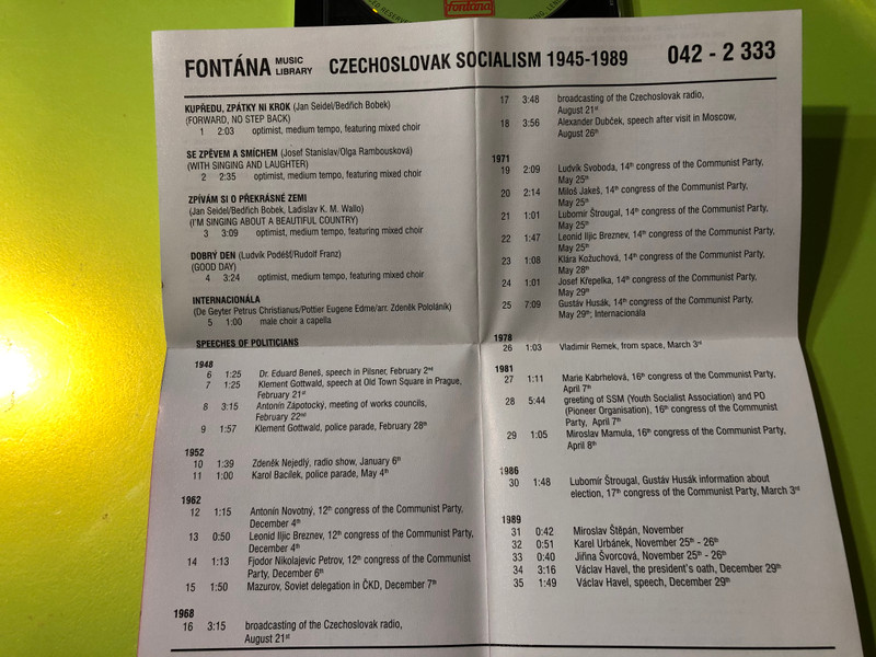 Fontana Music Library: Czechoslovak Socialism 1945–1989 – A Historical Music Collection (042-2 333)