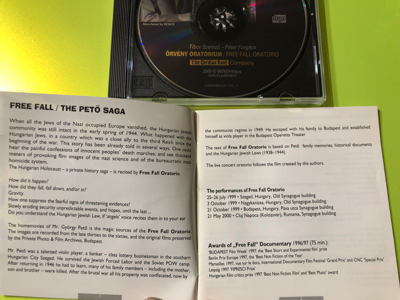 Tibor Szemző & Péter Forgács: Örvény Oratórium / Free Fall Oratorio – Rare Multimedia CD (ÖrvényOratórium)