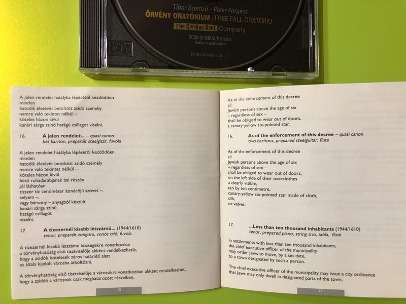 Tibor Szemző & Péter Forgács: Örvény Oratórium / Free Fall Oratorio – Rare Multimedia CD (ÖrvényOratórium)