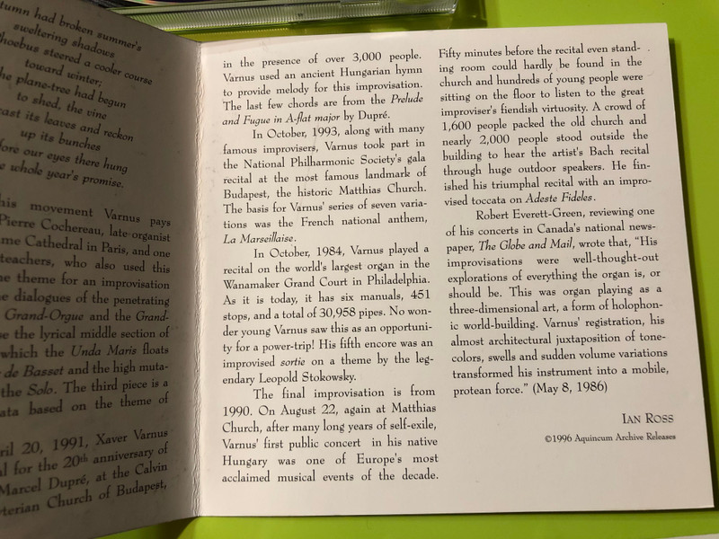 Xaver Varnus: THE ART OF IMPROVISATION - Live Organ Concerts CD (XaverVarnus)
