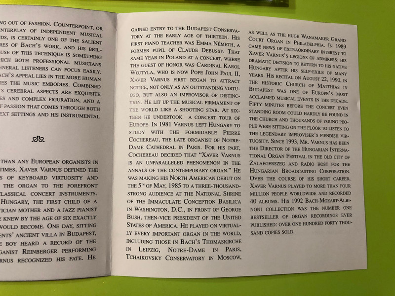 Johann Sebastian Bach: THE LEGENDARY ORGANIST XAVER VARNUS PLAYS BACH (XaverVarnusBach)