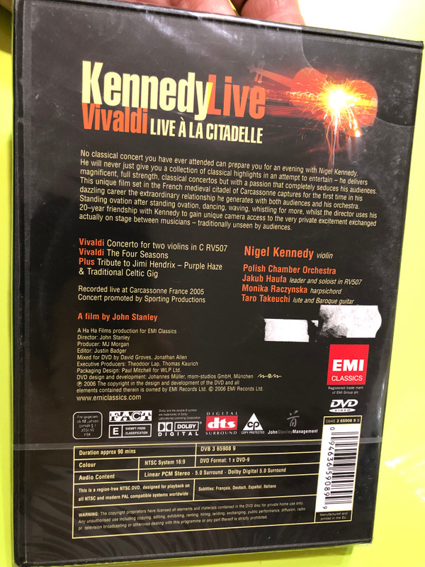 Kennedy Live Vivaldi: Live à la Citadelle - A Dazzling Classical Performance DVD (094636590899)