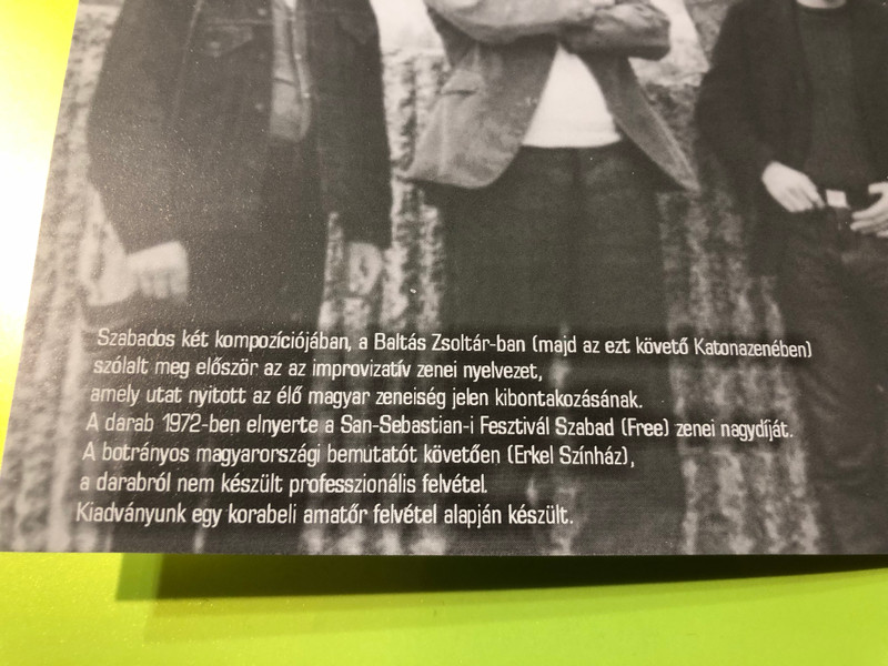 Szabados Szextett: Baltás Zsoltár – A Milestone in Hungarian Free Jazz CD (5999882988337)