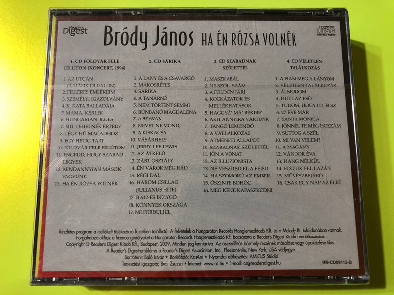 Iconic Folk-Rock: János Bródy – Ha Én Rózsa Volnék (4-CD Collection) (RM-CD09112-1-4)