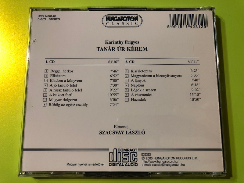Tanár Úr Kérem (Teacher, Please) – Frigyes Karinthy’s Classic Audiobook 2 CD (5991811428129)