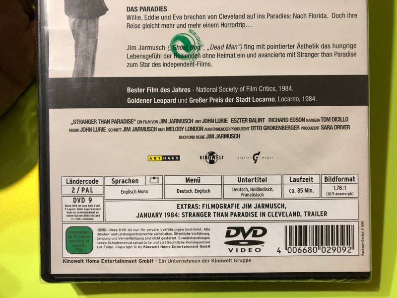 Stranger Than Paradise – Jim Jarmusch’s Independent Cult Classic (Arthaus Edition) DVD (4006680029092)