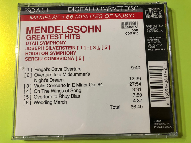 Mendelssohn: Greatest Hits - 66 Minutes of Classical Mastery CD (015095081520)