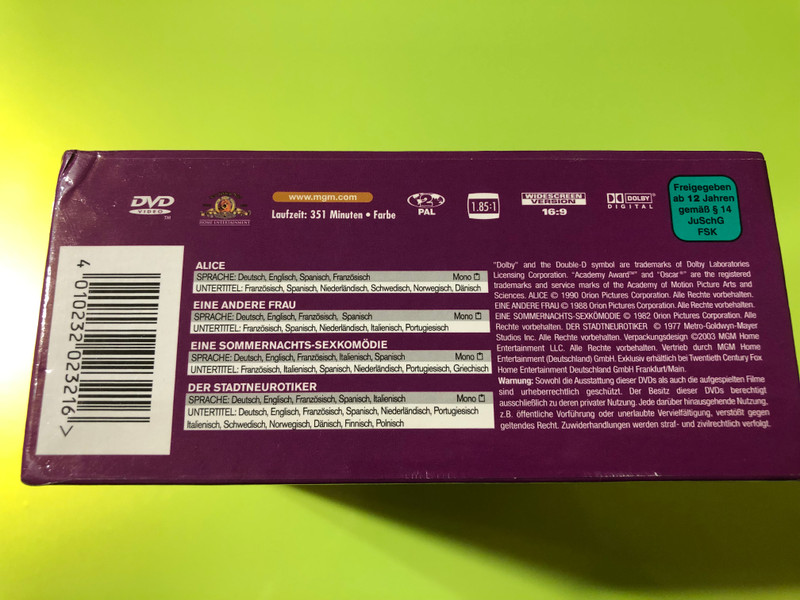 Woody Allen Collection I: Four Cinematic Masterpieces 4 DVD Set (4010232023216)