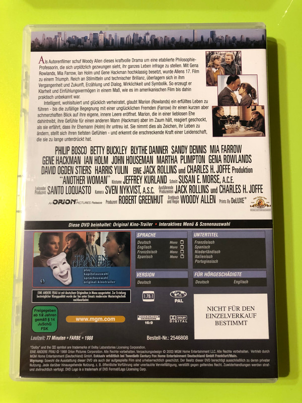 Woody Allen Collection I: Four Cinematic Masterpieces 4 DVD Set (4010232023216)