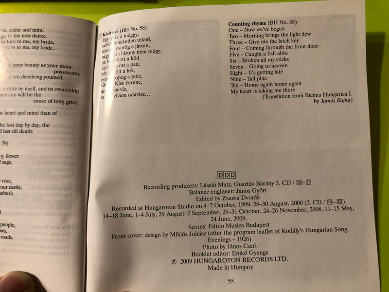 Zoltán Kodály: Folksongs for Voice & Piano (Complete Edition) – 3-CD Set (5991813255723)