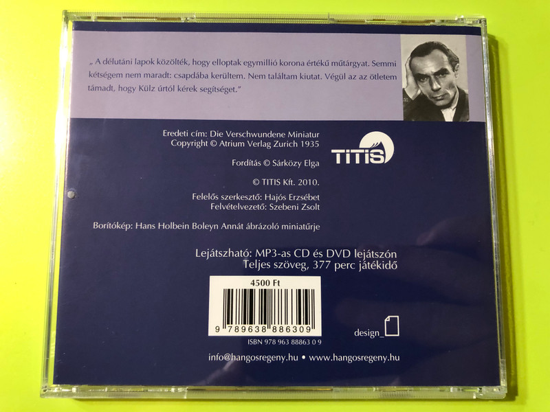 Az eltűnt miniatűr: Erich Kästner's Captivating Mystery Audiobook CD (9789638886309)