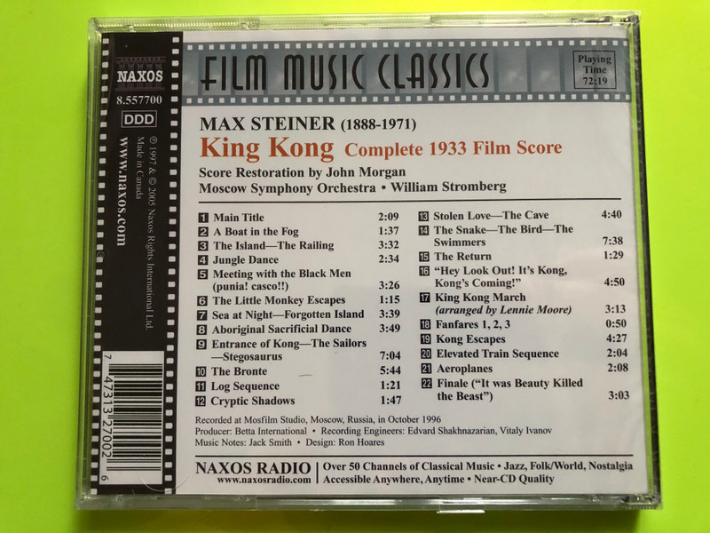 Max Steiner: King Kong Complete 1933 Film Score – Naxos Film Music Classics CD (747313270020)