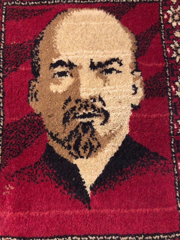 Iconic Soviet Era Handmade Wool Lenin Centenary Wall Rug - USSR Vintage Decor (LeninWallRug)