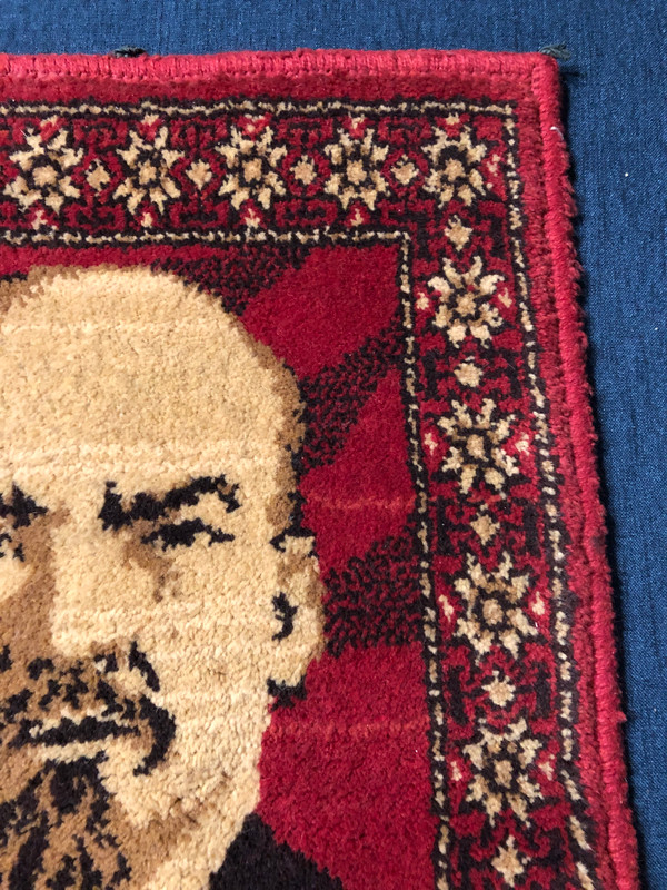 Iconic Soviet Era Handmade Wool Lenin Centenary Wall Rug - USSR Vintage Decor (LeninWallRug)