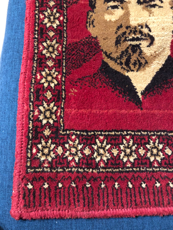 Iconic Soviet Era Handmade Wool Lenin Centenary Wall Rug - USSR Vintage Decor (LeninWallRug)