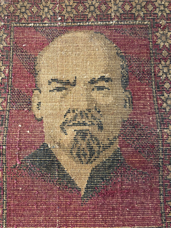 Iconic Soviet Era Handmade Wool Lenin Centenary Wall Rug - USSR Vintage Decor (LeninWallRug)