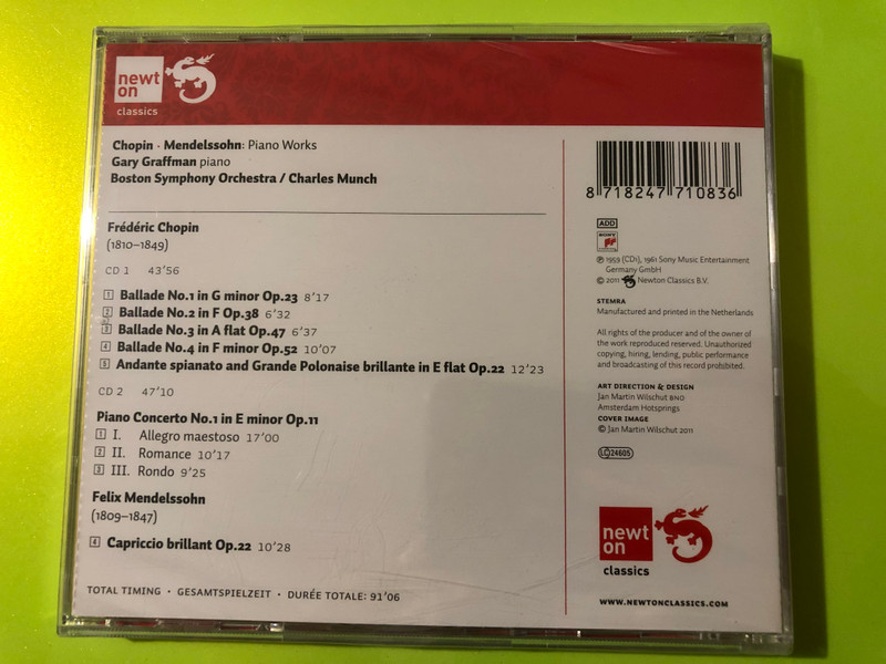 Chopin & Mendelssohn: Piano Works by Newton Classics - Gary Graffman CD (818247710836)