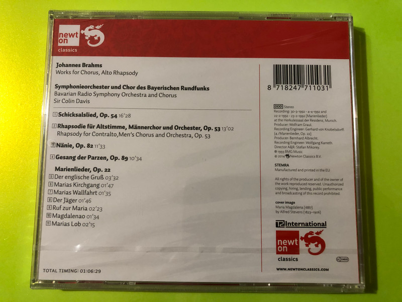 Johannes Brahms: Choral Works & Alto Rhapsody - Newton Classics CD (8718247711031)