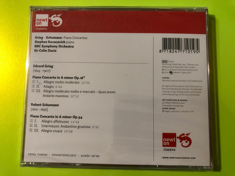 Grieg & Schumann: Piano Concertos - Stephen Kovacevich & Sir Colin Davis CD (8718247710195)