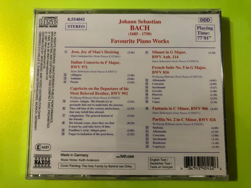 J.S. Bach: Favourite Piano Works - Masterpieces on Naxos CD (636943404126)