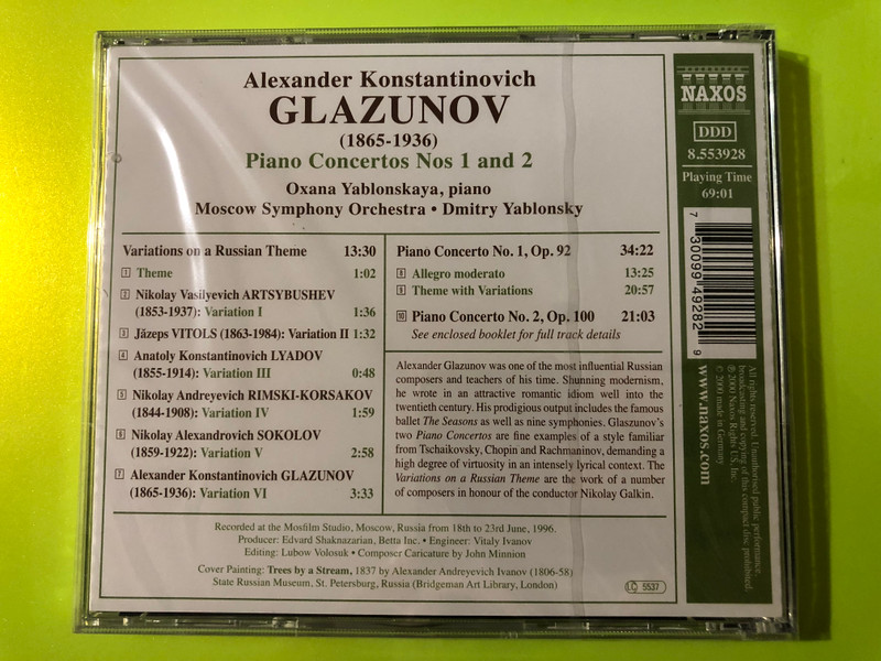 Alexander Glazunov: Piano Concertos Nos 1 and 2 by Naxos CD (730099492829)